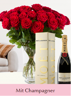 31 Rote Rosen mit Champagner 0,75l